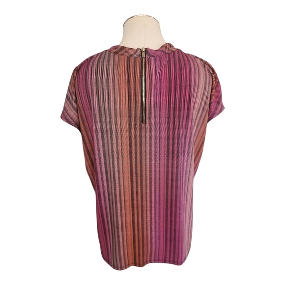 Worthington Striped Multicolor Women's Blouse Stripes Cap Sleeve XL - Picture 6 of 8